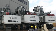 Liebherr machines lined up at liebherr france