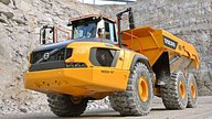 Volvo A60H articulated hauler with an ardent fire suppression system in a quarry