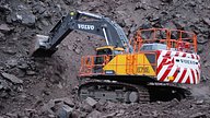 Volvo EC750E excavator with an Ardent Ansul fire suppression system in a mine